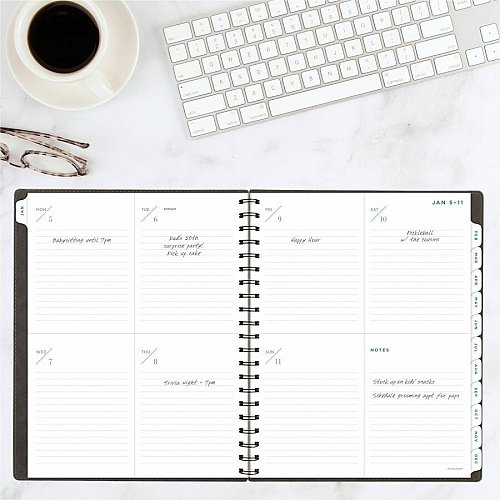 At-A-Glance Signature Planner Weekly, Monthly - 12 Month - January 2026 to December 2026 - Letter - 8 1/2" x 11" Sheet Size - Twin Wire - Gray - Paper - Monthly Planner, Planner Page, Bleed Resistant Paper, Monthly Tab, Holiday Listing, Event Ca (YP90507)