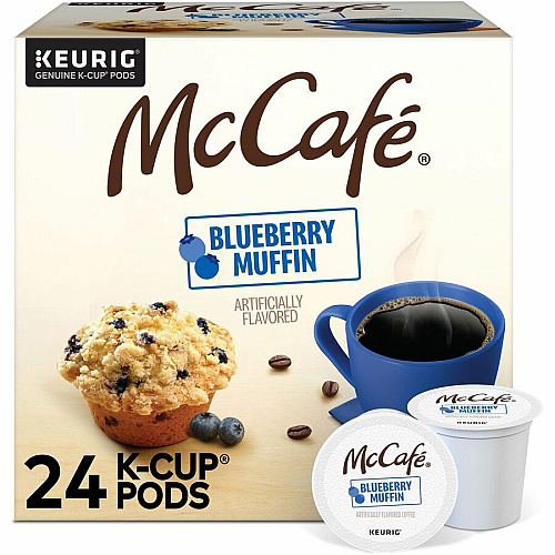 McCafe McCaf&eacute;&reg; K-Cup Blueberry Muffin Coffee Compatible with Keurig Brewer - Light - Per Box - 24 K-Cup - K-Cup - Blueberry Muffin - Kosher - 4 / Carton (9460CT)
