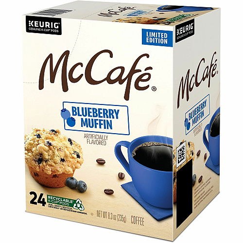 McCafe McCaf&eacute;&reg; K-Cup Blueberry Muffin Coffee Compatible with Keurig Brewer - Light - Per Box - 24 K-Cup - K-Cup - Blueberry Muffin - Kosher - 4 / Carton (9460CT)