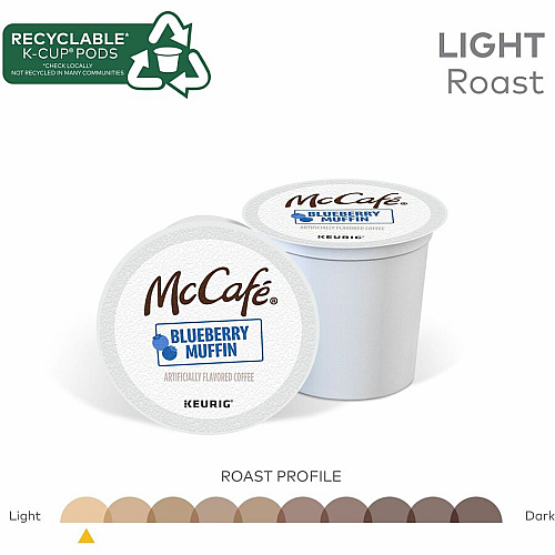 McCafe McCaf&eacute;&reg; K-Cup Blueberry Muffin Coffee Compatible with Keurig Brewer - Light - Per Box - 24 K-Cup - K-Cup - Blueberry Muffin - Kosher - 4 / Carton (9460CT)