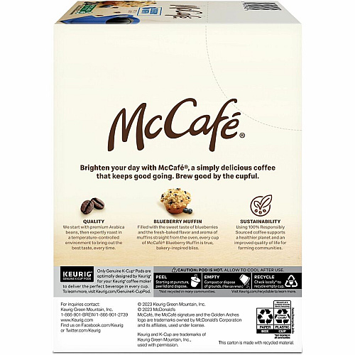 McCafe McCaf&eacute;&reg; K-Cup Blueberry Muffin Coffee Compatible with Keurig Brewer - Light - Per Box - 24 K-Cup - K-Cup - Blueberry Muffin - Kosher - 4 / Carton (9460CT)