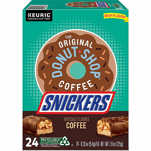 The Original Donut Shop K-Cup Snickers Coffee Compatible with Keurig Brewer - Mild - Per Box - 24 K-Cup - K-Cup - Snickers - Kosher - 4 / Carton (9608CT)