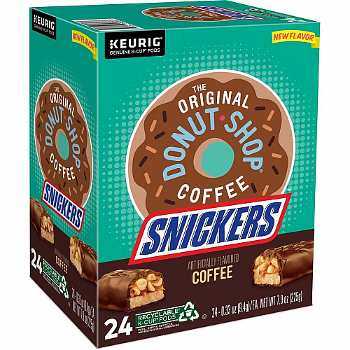 The Original Donut Shop K-Cup Snickers Coffee Compatible with Keurig Brewer - Mild - Per Box - 24 K-Cup - K-Cup - Snickers - Kosher - 4 / Carton (9608CT)