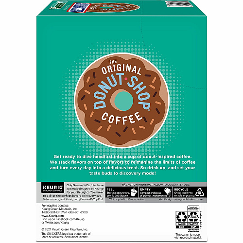 The Original Donut Shop K-Cup Snickers Coffee Compatible with Keurig Brewer - Mild - Per Box - 24 K-Cup - K-Cup - Snickers - Kosher - 4 / Carton (9608CT)