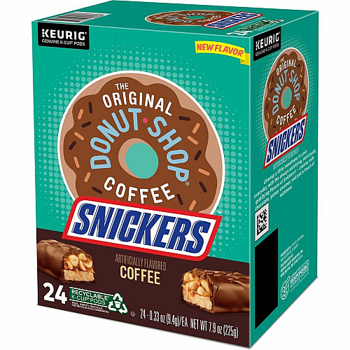 The Original Donut Shop K-Cup Snickers Coffee Compatible with Keurig Brewer - Mild - Per Box - 24 K-Cup - K-Cup - Snickers - Kosher - 4 / Carton (9608CT)
