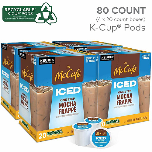 McCafe K-Cup Iced One-Step Mocha Frappe Compatible with Keurig Brewer - Ice Coffee - Medium - Per Box - 24 K-Cup - K-Cup - Mocha Frapp&eacute; - Kosher - 4 / Carton (9845CT)