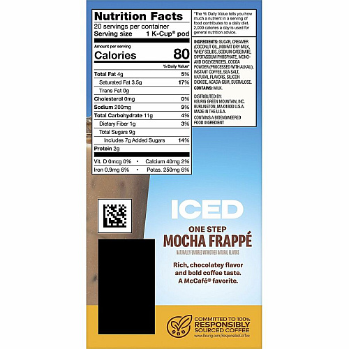 McCafe K-Cup Iced One-Step Mocha Frappe Compatible with Keurig Brewer - Ice Coffee - Medium - Per Box - 24 K-Cup - K-Cup - Mocha Frapp&eacute; - Kosher - 4 / Carton (9845CT)