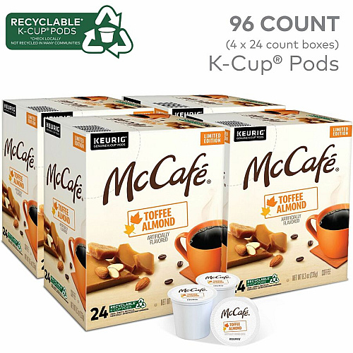 McCafe McCaf&eacute;&reg; K-Cup Toffee Almond Coffee Compatible with Keurig Brewer - Light - Per Box - 24 K-Cup - K-Cup - Toffee Almond - Kosher - 4 / Carton (9189CT)