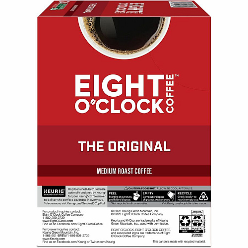 Eight O'Clock K-Cup, Ground Original Coffee Compatible with Keurig Brewer - Medium - Per Box - 24 K-Cup - K-Cup, Ground - Original - Kosher - 4 / Carton (0657CT)