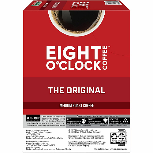 Eight O'Clock K-Cup, Ground Original Coffee Compatible with Keurig Brewer - Medium - Per Box - 24 K-Cup - K-Cup, Ground - Original - Kosher - 4 / Carton (0657CT)