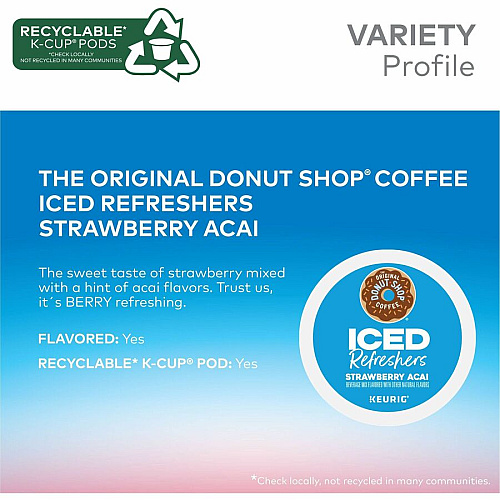 The Original Donut Shop&reg; Iced Refreshers Strawberry Acai - 20/Box - 4 / Carton (0237CT)