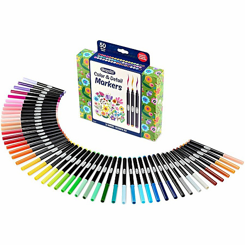 Crayola Color & Detail Marker Set Fine Marker Point - Multi Ink - 50 / Pack (586751)
