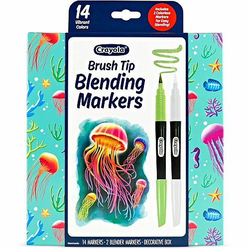Crayola Blending Markers Brush Marker Point - Multi Ink - Water Based - 16 / Pack (586754)