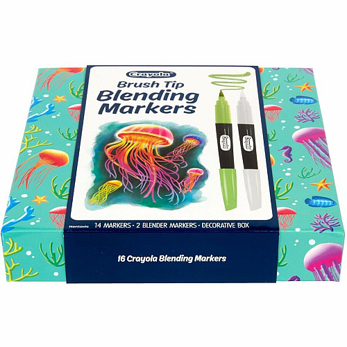 Crayola Blending Markers Brush Marker Point - Multi Ink - Water Based - 16 / Pack (586754)