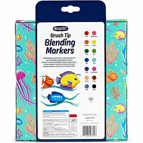 Crayola Blending Markers Brush Marker Point - Multi Ink - Water Based - 16 / Pack (586754)
