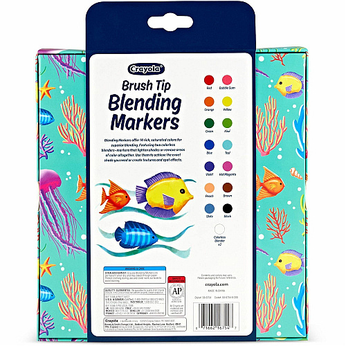 Crayola Blending Markers Brush Marker Point - Multi Ink - Water Based - 16 / Pack (586754)