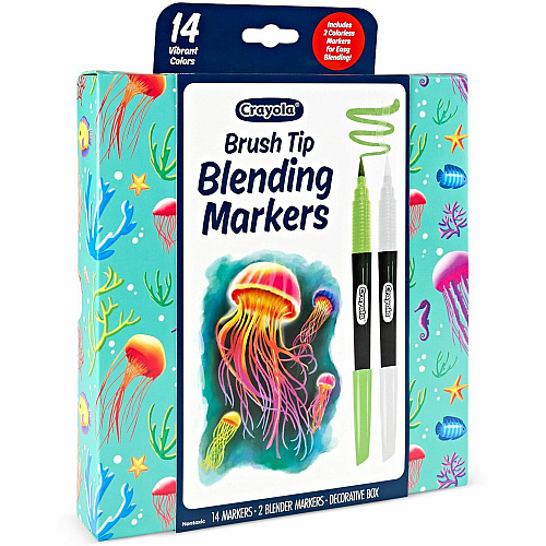 Crayola Blending Markers Brush Marker Point - Multi Ink - Water Based - 16 / Pack (586754)