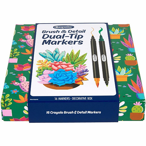 Crayola Dual-Ended Markers Brush, Ultra Fine, Chisel Marker Point - Multi Ink - Water Based - 16 / Pack (586755)