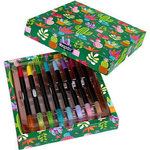 Crayola Dual-Ended Markers Brush, Ultra Fine, Chisel Marker Point - Multi Ink - Water Based - 16 / Pack (586755)