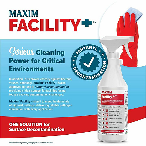 Maxim Facility+ One-Step Disinfectant For Multi Surface, Multipurpose - Concentrate - Liquid - 128 fl oz (4 quart) - Recommended For: Odor Remover, Mildew Odor Remover, Bacteria Remover, Germs Remover, Virus Remover, Mold Remover - Deodorize, F (04620086)
