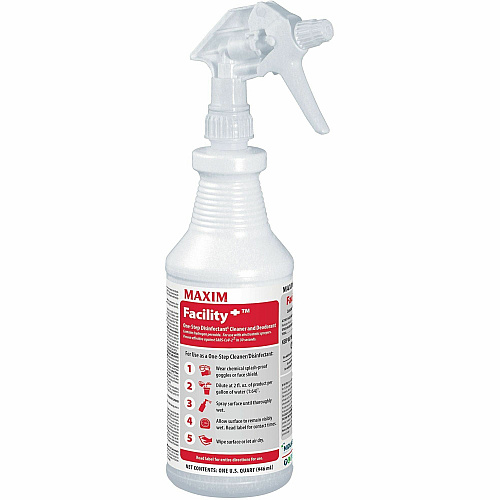 Maxim Facility+ One-Step Disinfectant For Multi Surface, Multipurpose - Concentrate - Liquid - 128 fl oz (4 quart) - Recommended For: Odor Remover, Mildew Odor Remover, Bacteria Remover, Germs Remover, Virus Remover, Mold Remover - Deodorize, F (04620086)