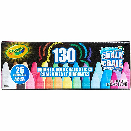 Crayola Washable Sidewalk Chalk Assorted - For Sidewalk, Driveway - Washable, Anti-Roll Shape, Non-toxic - 130 / Pack (510817)