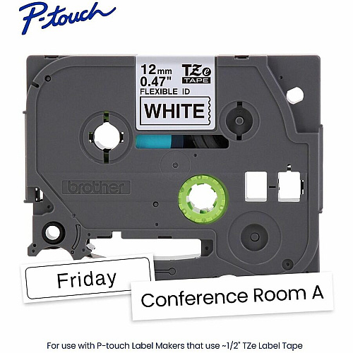 Brother Genuine P-touch TZeFX231 BK on WHT Label Tape, Flexible ID Laminated, 12mmX8m (TZEFX231G)