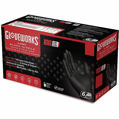 GloveWorks by AMMEX Gloveworks Powder-Free Industrial RDT Nitrile Gloves (GWBN48100)