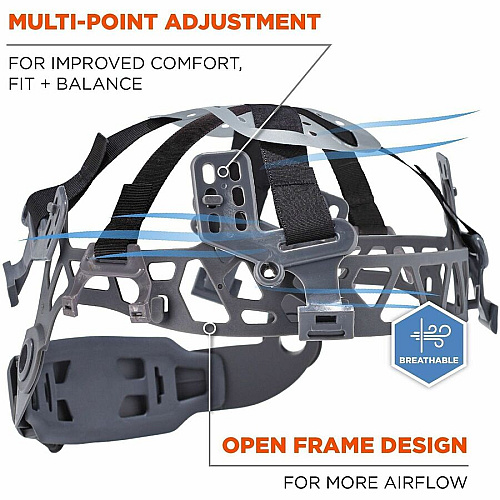 Ergodyne Skullerz 8976 Type 2 Safety Helmet Impact, Visibility, Head, Overhead Falling Objects, Eye Protection - Expanded Polystyrene Foam (EPS) - Blue - LED Light, Built-in LED, Chin Strap, Lightweight, Comfortable, Sweatband, Breathable, Anti-od (60286)