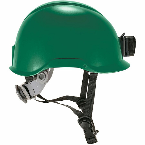 Ergodyne Skullerz 8976 Type 2 Safety Helmet Impact, Visibility, Head, Overhead Falling Objects, Eye Protection - Expanded Polystyrene Foam (EPS) - Green - LED Light, Built-in LED, Chin Strap, Lightweight, Comfortable, Sweatband, Breathable, Anti-o (60282)