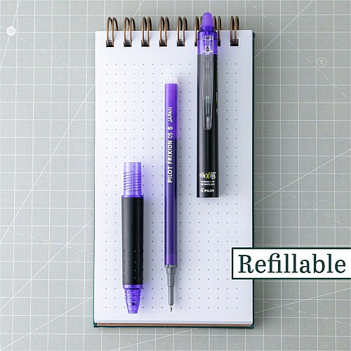 FriXion Synergy Clicker Erasable Gel Pen 0.5 mm Extra Fine Pen Point - Refillable - Retractable - Erasable - Purple Ink - Thermosensitive Gel Ink - Document - 1 Dozen (19846)