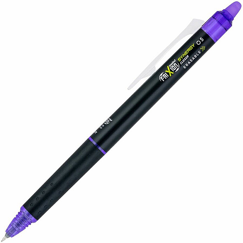 FriXion Synergy Clicker Erasable Gel Pen 0.5 mm Extra Fine Pen Point - Refillable - Retractable - Erasable - Purple Ink - Thermosensitive Gel Ink - Document - 1 Dozen (19846)