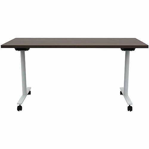 Safco Jurni Flip Table with Casters Powder Coated T-shaped Base - Modern Style x 60" Table Top Width x 24" Table Top Depth x 1.10" Table Top Thickness - 29" Height - Classroom, Training Room - Assembly Required - Columbian Walnut - Laminate (JN6024FPCCWN)