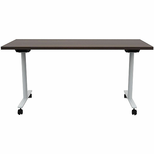 Safco Jurni Flip Table with Casters Powder Coated T-shaped Base - Modern Style x 60" Table Top Width x 24" Table Top Depth x 1.10" Table Top Thickness - 29" Height - Classroom, Training Room - Assembly Required - Columbian Walnut - Laminate (JN6024FPCCWN)