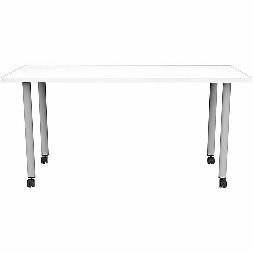 Safco Jurni Multi-Purp. Table w/Post Leg & Casters Powder Coated Post Leg Base - 60" Table Top Width x 24" Table Top Depth x 1.10" Table Top Thickness - 29" Height - Multipurpose - Assembly Required - Designer White - Laminate Top Material  (JN6024FTCDWT)