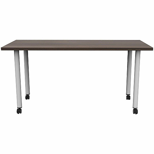 Safco Jurni Multi-Purp. Table w/Post Leg & Casters Powder Coated Post Leg Base - 60" Table Top Width x 24" Table Top Depth x 1.10" Table Top Thickness - 29" Height - Multipurpose - Assembly Required - Columbian Walnut - Laminate Top Materia (JN6024FTCCWN)