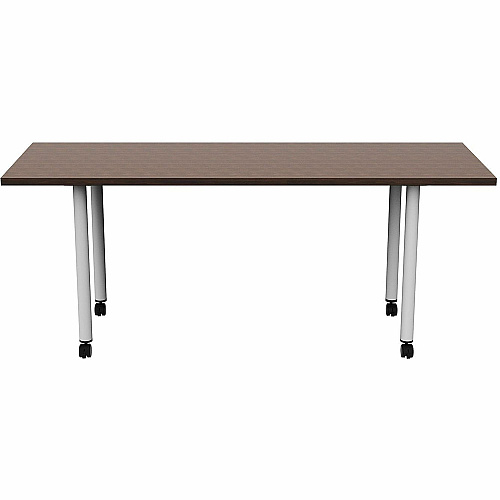 Safco Jurni Multi-Purpose Table with Post Leg & Casters Laminated Top - Powder Coated Post Leg Base - 72" Table Top Width x 24" Table Top Depth x 1.10" Table Top Thickness - 29" Height - Multipurpose - Assembly Required - Columbian Walnut - (JN7224FTCCWN)