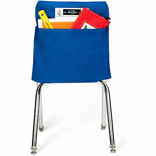 Seat Sack Classroom Pack One-Pocket Seat Sacks 1 Pocket(s) - 1 Compartment(s) - 17" Width x 2" Depth - Chair - Durable, Desk Space, Laminated, Elastic, Washable, Expandable - Blue - Poly Cotton - 1 Each (00117)