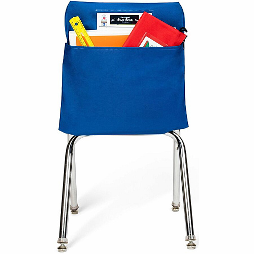 Seat Sack Classroom Pack One-Pocket Seat Sacks 1 Pocket(s) - 1 Compartment(s) - 14" Width x 2" Depth - Chair - Durable, Desk Space, Laminated, Washable, Expandable - Blue - Poly Cotton - 1 Each (00114)