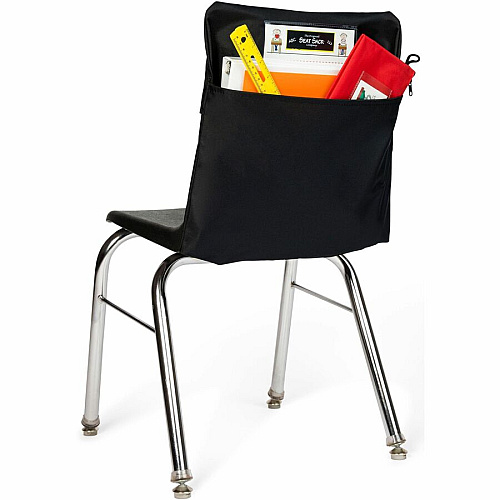 Seat Sack Classroom Pack One-Pocket Seat Sacks 1 Pocket(s) - 1 Compartment(s) - 17" Width x 2" Depth - Chair - Durable, Desk Space, Washable, Expandable - Black - Poly Cotton - 1 Each (30117)