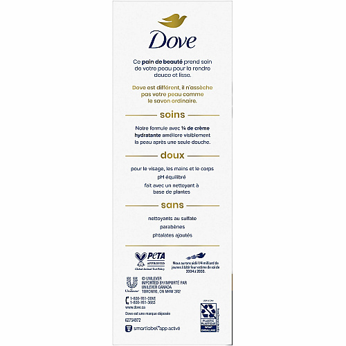 Dove Original Body Bar For Dry Skin - 4 oz - Body, Skin - Moisturizing - White - 6 / Pack (61011)