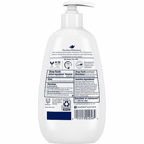 Dove Adv.-Care Antibacterial Hand Wash Kill Germs, Bacteria Remover - Hand - Moisturizing - Antibacterial - White - 4 / Carton (104056CT)