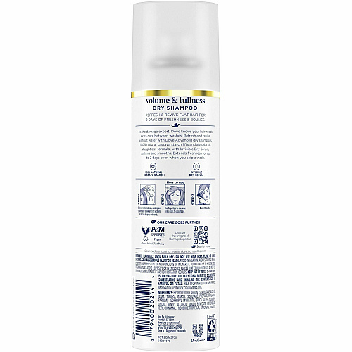 Dove Volume & Fullness Advanced Dry Shampoo For Dry Hair - 7.3 fl oz (215.9 mL) - Hair - White - Residue-free - 1 Each (45986)
