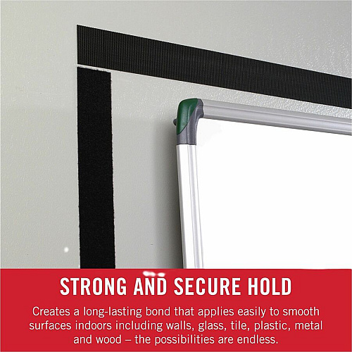 VELCRO&reg; High-Strength Fastener 25 yd Length x 2" Width - Black - Polyamide - Dust Resistant, Temperature Resistant - For Mounting, Project, Indoor, Nail, Screw, Stainless Steel, Glass, Plastic, Aluminum - 1 Box (31308)