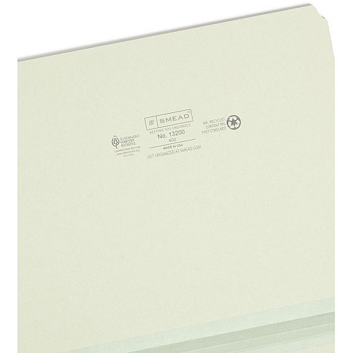 Smead Straight Tab Cut Letter Recycled Top Tab File Folder 8 1/2" x 11" - 1" Expansion - 25 pt. - Pressboard - Gray, Green - Heavy Duty, Wear Resistant, Tear Resistant - 100% Recycled - 25 / Box (13200)