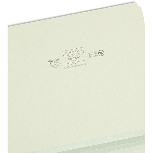 Smead Straight Tab Cut Letter Recycled Top Tab File Folder 8 1/2" x 11" - 1" Expansion - 25 pt. - Pressboard - Gray, Green - Heavy Duty, Wear Resistant, Tear Resistant - 100% Recycled - 25 / Box (13200)
