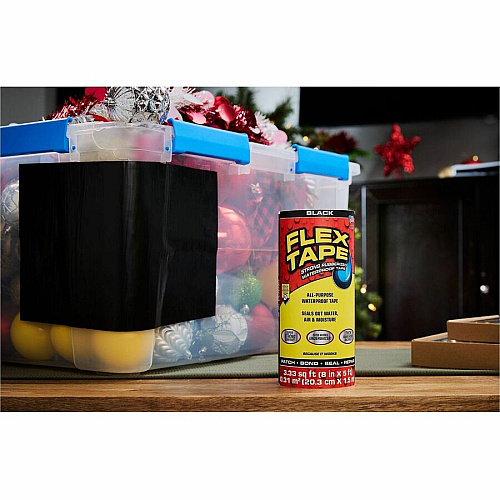 FLEX SEAL Repair Tape 10 ft Length x 12" Width - Black - Rubber Backing - Water Proof, UV Resistant, Temperature Resistant, Weather Resistant, Moisture Resistant - For Repair, Sealing, Home, Roofing, General Purpose, Bathroom, Project, Multi (TFSBLKR1210)