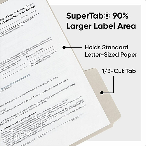 Smead SuperTab 1/3 Tab Cut Letter Top Tab File Folder (10521)