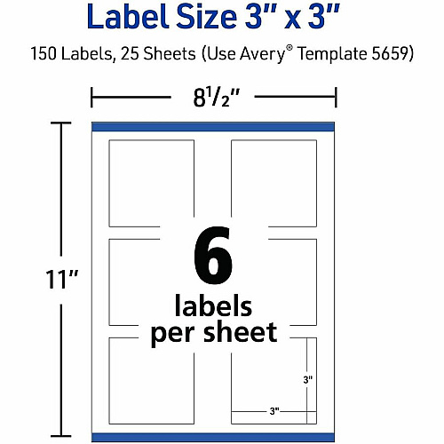 Avery Matte White 3"x3" Square Labels (05659)