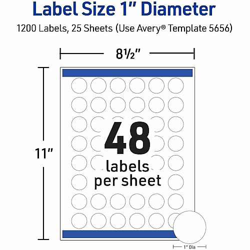 Avery Matte White 1" Round Labels (05656)